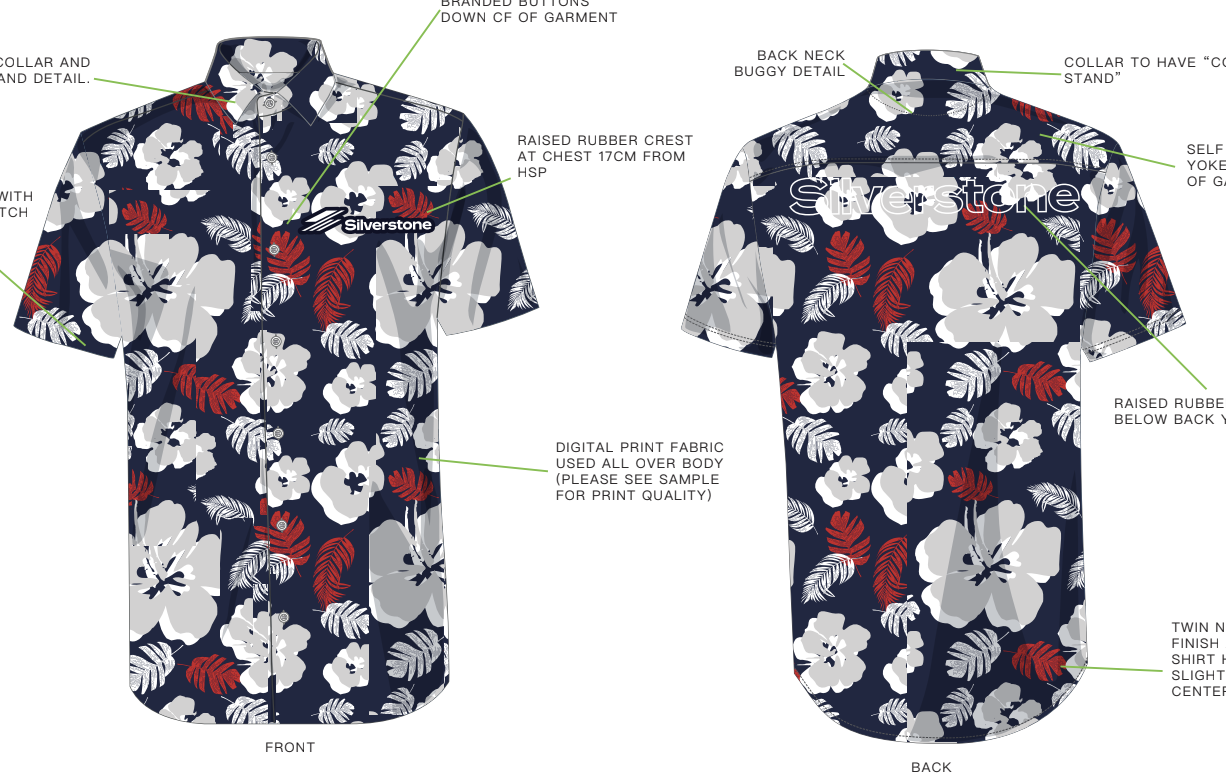 Hawaiian shirt — illustration to technical drawing