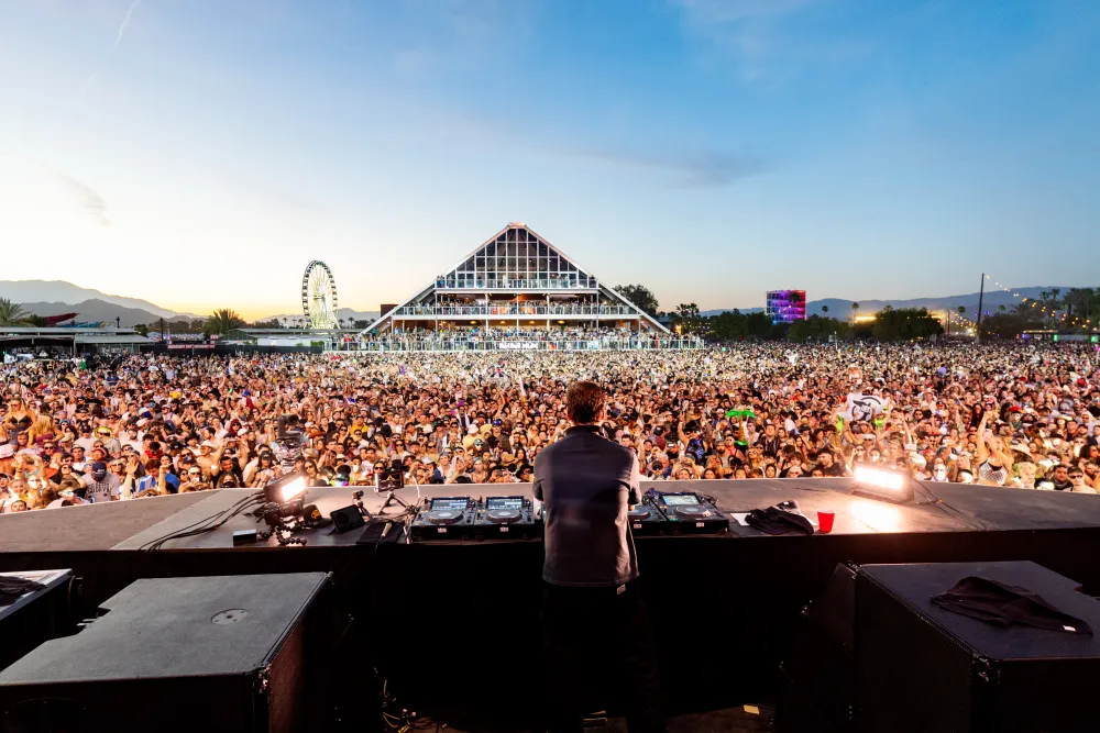 Fatboy Slim performing to the Coachella crowd